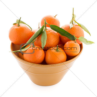 Tangerines on ceramic yellow bowl 