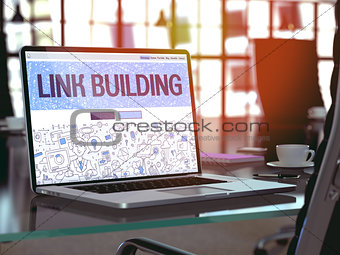 Link Building - Concept on Laptop Screen.