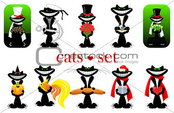 set of cats. vector. isolated