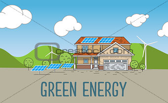 Flat Designed Banner Concept of Eco friendly house