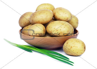 Raw potatoes and green onions