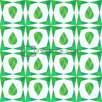 Abstract geometry seamless pattern with leaves.