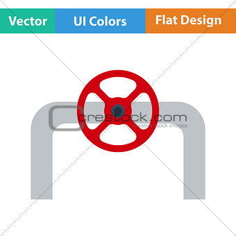 Flat design icon of Pipe with valve