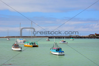Colorful fishing boats in the harbour
