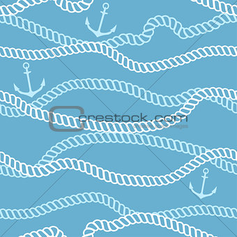 Seamless pattern with marine rope and anchors