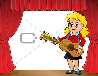 Girl guitar player on stage theme 1