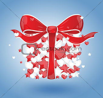 Gift bubbles hearts red 