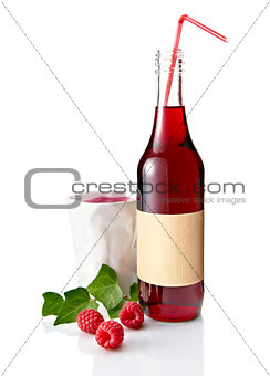 Bottle of raspberry juice