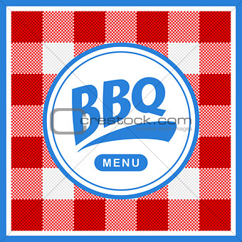 Rounded barbecue label on pattern background