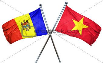 Moldova flag with Vietnam flag, 3D rendering