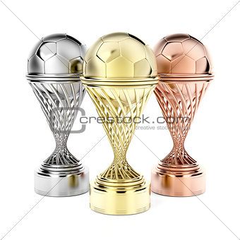 Football trophies on white 