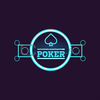 Round Blue Poker Neon Sign