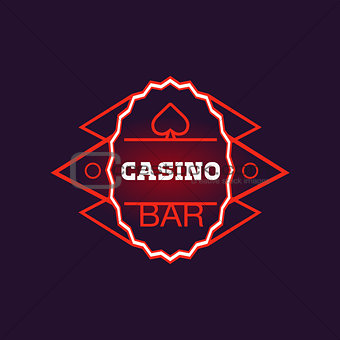 Red Bar Casino Oval Neon Sign