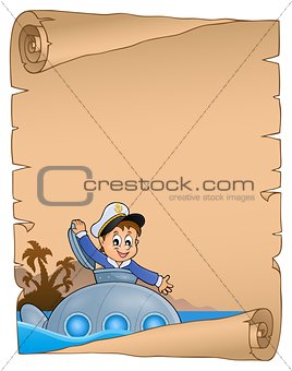 Stylized parchment with submarine theme