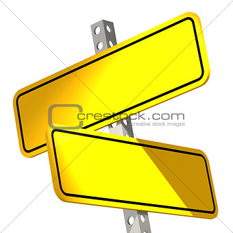 Yellow two road sign isolated