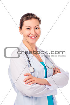 beautiful woman doctor isolated on white background