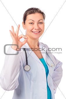 Happy nurse portrait on white background