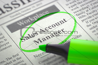 We are Hiring Sales Account Manager.