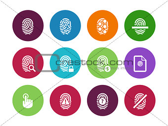 Fingerprint circle icons on white background.