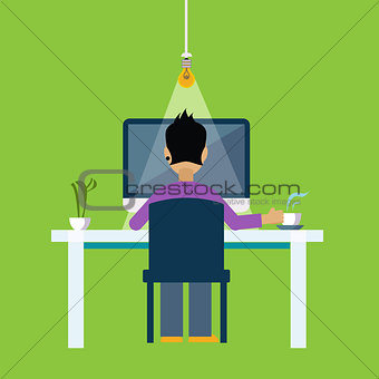 Man Behind the DeskWorking Freelance