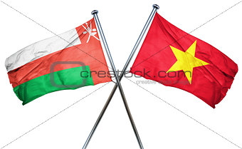 Oman flag with Vietnam flag, 3D rendering