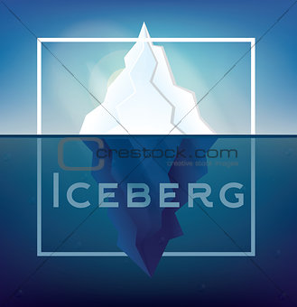 Iceberg on Blue Background with White Frame.