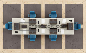 Top view of a modern boardroom