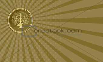 Business card Deer Head Tree Antler Gold Coin Retro