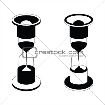 Vector black hourglass icon on white background