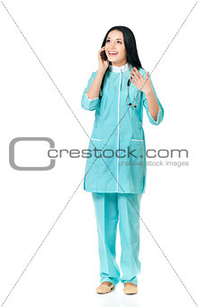 Female doctor with phone