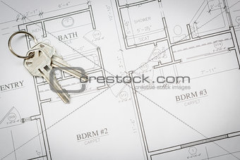 Set Of New House Keys Resting On House Plans