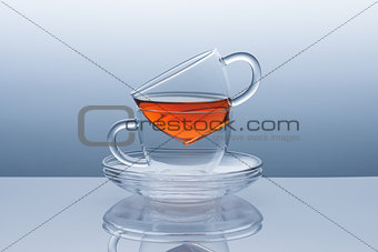 Two cups with saucers from the tea remains