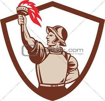 Spanish Conquistador Lifting Torch Crest Retro