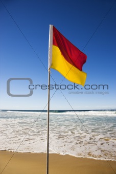 Flag on beach.