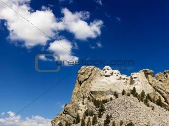 Mount Rushmore and sky.