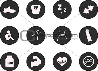 Fitness and Sport vector icons for web mobile. All elements are grouped.