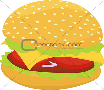 hamburger or cheeseburger vector icon isolated on white