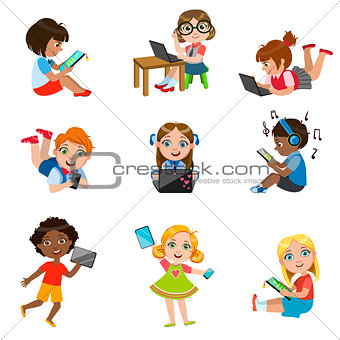 Kids With Gadgets Set