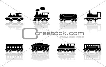 trains and railroad wagons set
