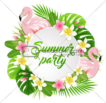 Summer banner with flamingo