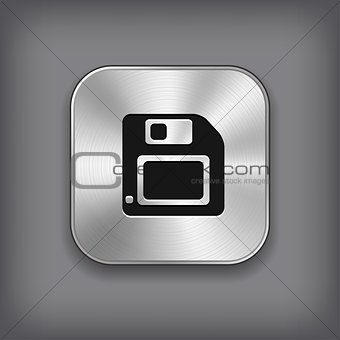 Floppy diskette icon - vector metal app button