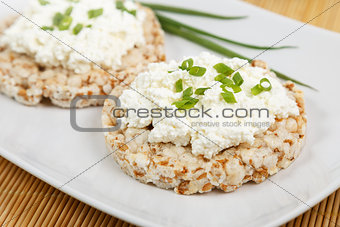 crisp breads with cottage cheese and onion