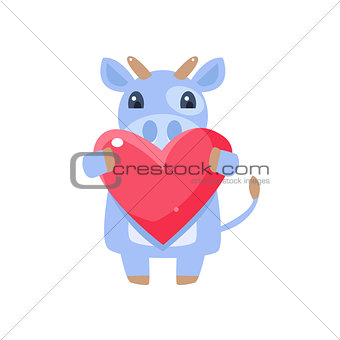 Cow Holding Pink Heart