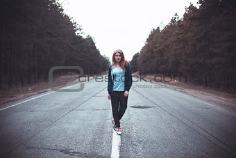 Girl on a road