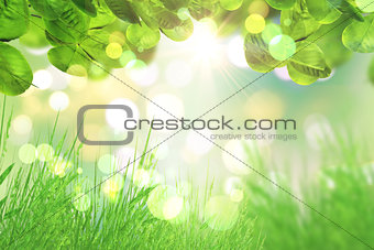3D green leaves and grass
