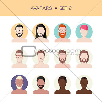 Man face avatars set