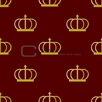 Seamless pattern golden crown emperor, vector