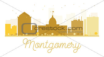 Montgomery City skyline golden silhouette. 