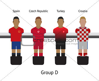 Table football game. foosball soccer player set. Spain, Czech Republic, Turkey, Croatia