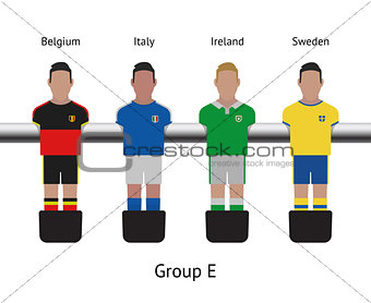 Table football game. foosball soccer player set. Belgium, Italy, Ireland, Sweden